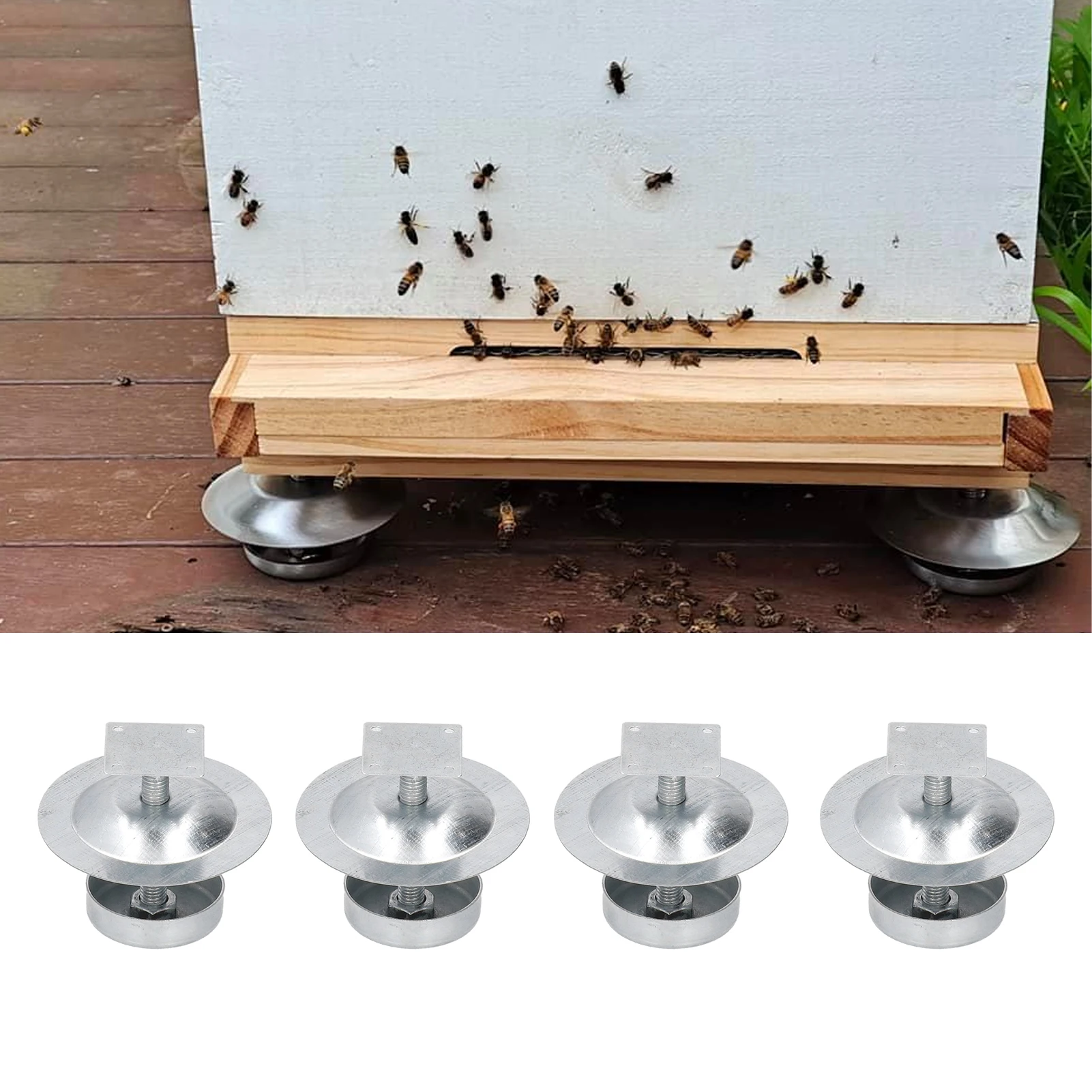 Beehive Base 4Set Ant Proof Hive Feet Stainless Steel Beehive Base Beekeeping Beehive Stand for Beekeeper Beehive Anti Ant Tool