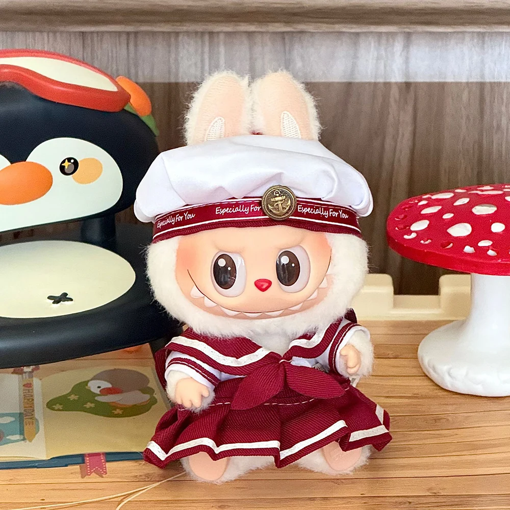 ل 17 سنتيمتر أفخم دمية Labubu مجموعة ملابس دمية صغيرة موحدة نمط سلسلة ل Labubu لطيف دمية الملابس والاكسسوارات