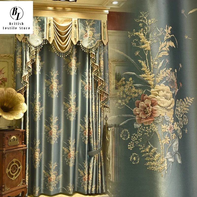 

Modern And Simple European Style High Precision Silk Like Jacquard Curtain Blackout Curtains For Living Room For Bedrooms