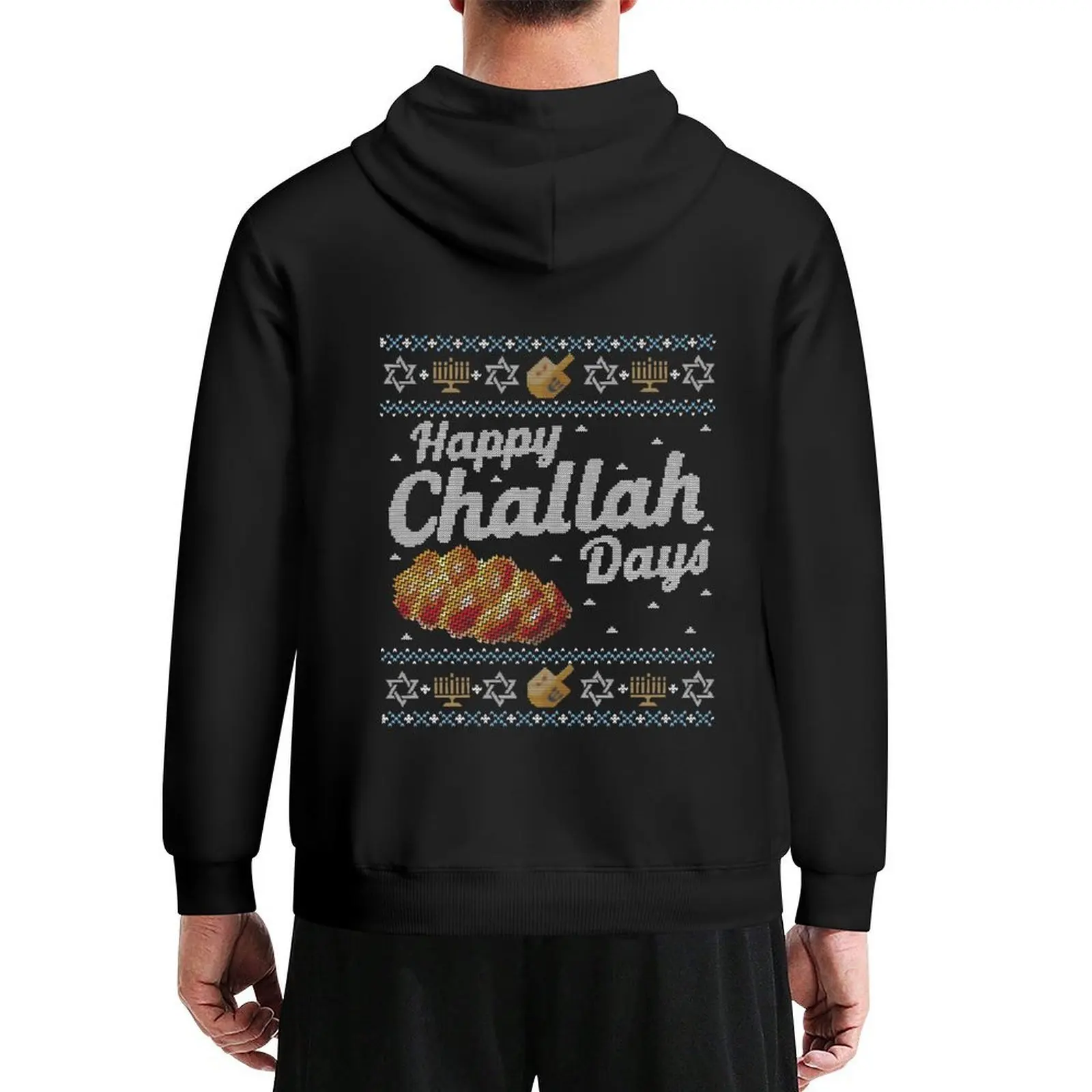 

Funny Ugly Hanukkah Sweater, Happy Challah Days Hoodie male clothes anime clothing men's clothing graphic t shirts men tracksuit
