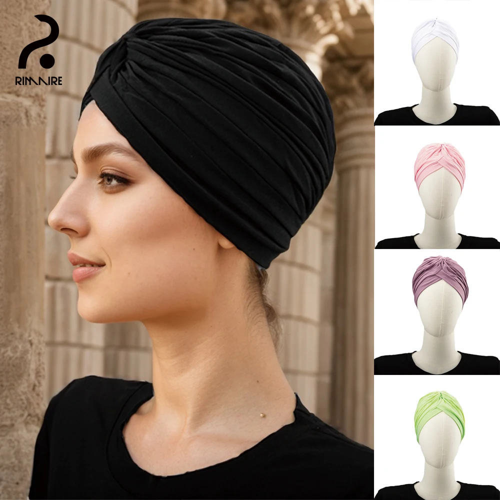 Classic Black Hijabs Women's Muslim Inner Undercap Hat Fashion Solid Turban Scarf Newest Headband Scarves Shawl Wraps RIMAIRE