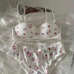 Sanrio Hello Kitty Cute Cartoon Print Underwear Set Sweet Soft Y2k Girlish Style Kawaii Bra Suit Fashion Harajuku Lingerie Panty