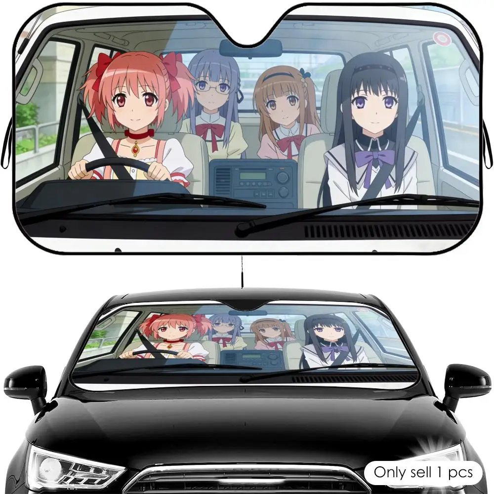 

Puella Magi Madoka Magica Sun Visor Reusable Aluminum Foil Car Windshield Sun Visor UV Protector Heat Insulation Cover Shade