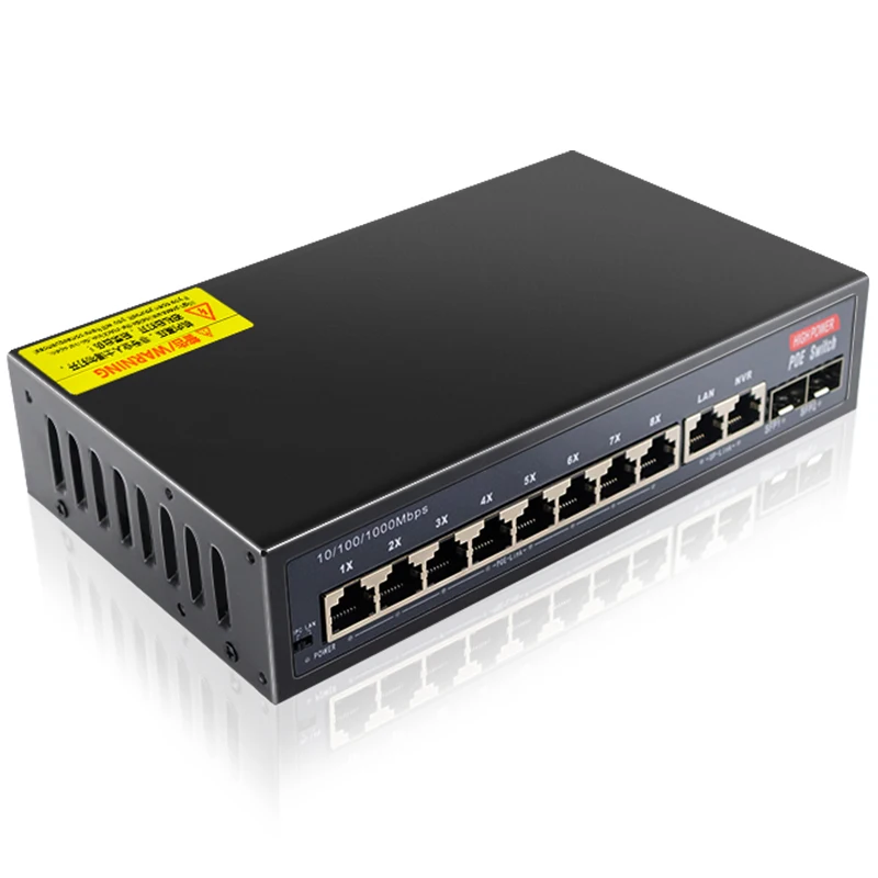8-PoE 포트 및 2-RJ45 및 2-SFP 업링크 플러그 앤 플레이를 갖춘 12포트 기가비트 이더넷 스위치