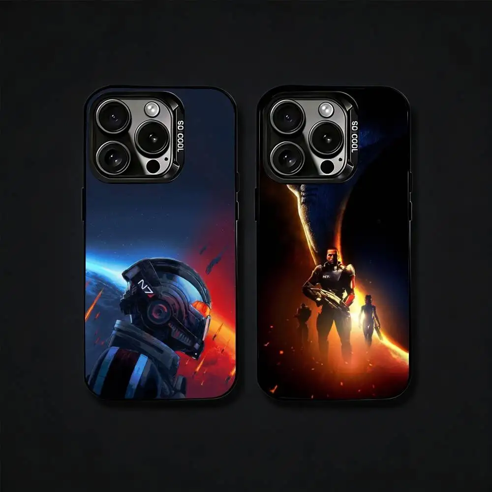 

N-N7 M-Mass E-Effect Game Phone Case For iPhone17, 16,15,14,13,12 Pro Max Black Candy Matte Shockproof Cover