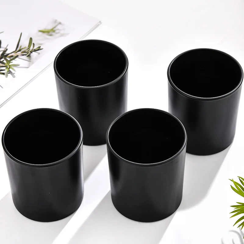 Candle Jar Glass Black Glass Candle Holder with Lid Room Decor DIY Aromatherapy Candle Empty Cup Candle Holders m