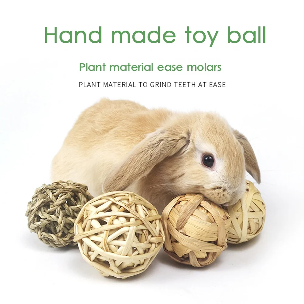 

5PCS Rabbit Ball Toys Bunny Treats Toys For Teething Small Animal Chew Toys Grass Ball For Hamster Rabbits Guinea Pigs Pet Toy