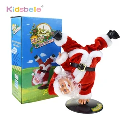 Electric Dancing Santa Claus Toys for Kids Christmas Inverted Rotating Santa Claus Electric Musical Dolls Electric Plush Toy