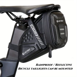 Rainproof Bike Bag Reflective LOGO Bicycle Tail Bag Suspendable Tail Lights Cycling Rear Bag 1L