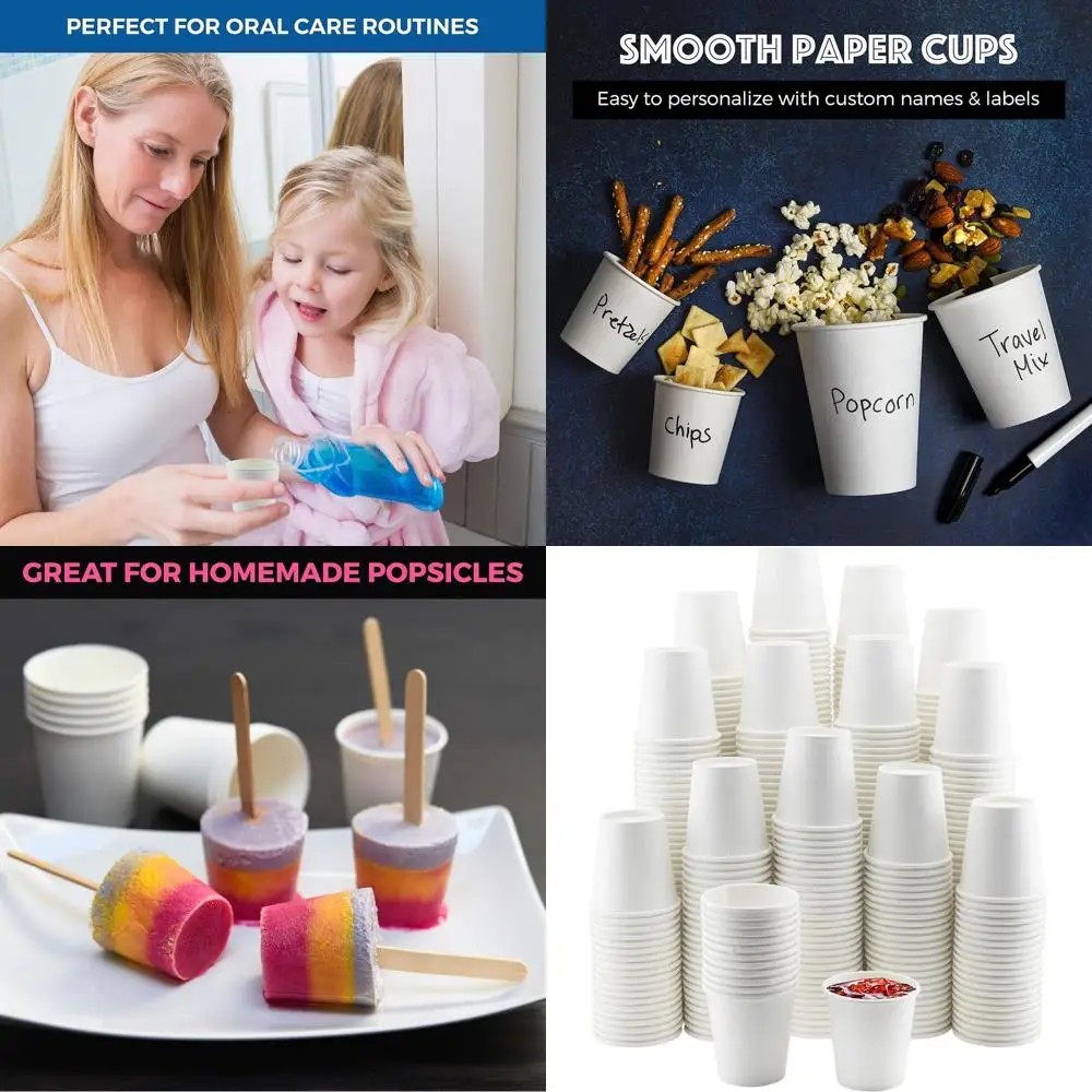 

1000 Disposable 4oz White Paper Cups - Perfect for Cold & Hot Beverages, Ideal for Parties and Water Coolers