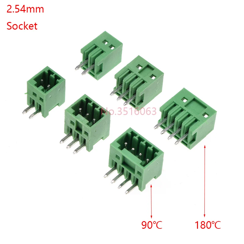 10PCS 2.54/3.81/5.08MM 2EDG 15DEG 2/3/4/5/6/7/8 Pin Screw Terminal Block Connector Pitch Plug+Straight/Curved Needle Pin Socket