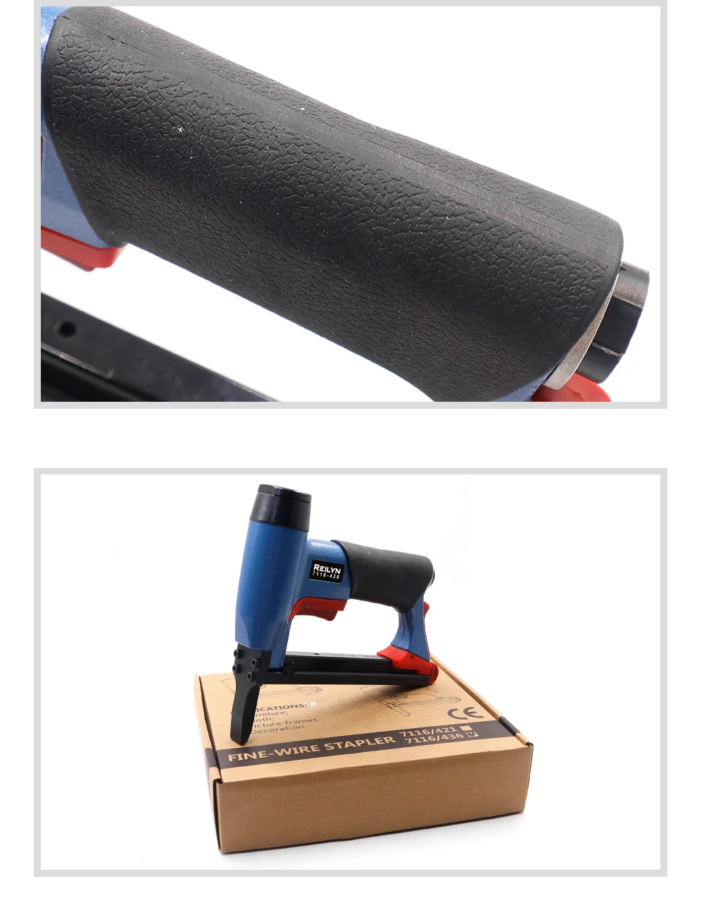 Druckluft-Tacker 7116 mit Langer Nase 6-16mm Feindraht-Nagler U-Typ Pneumatischer Streifennagler Heftklammergerät für Holzbearbeitung und Möbel – Detail 8