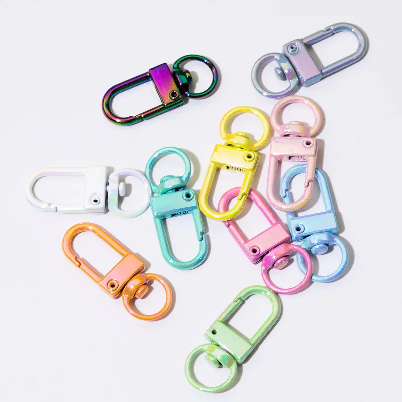 10pcs Color Spring Buckle Colorful Open Ring Electroplated Door Buckle Key Chain DIY Accessories Connecting Ring