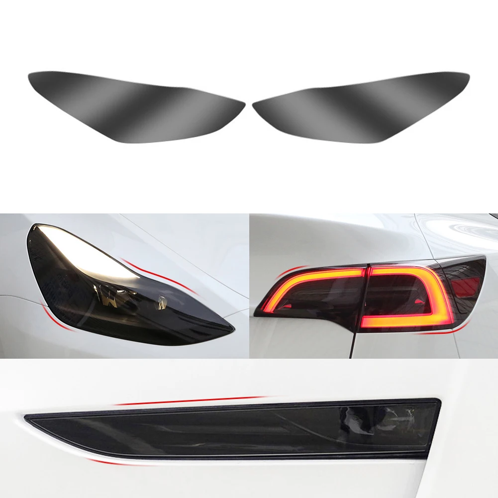 For Tesla Model 3 Y S X TPU Blackened Headlight Taillight Foglight Protective Film Headlight Tail Lamp Color Changing Films 