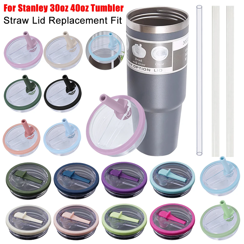 30oz 40oz Tumbler Flip Straw Lid Replacement fit for Stanley Quencher Spill Proof Splash Resistant Tumbler Lids Reusable Lids