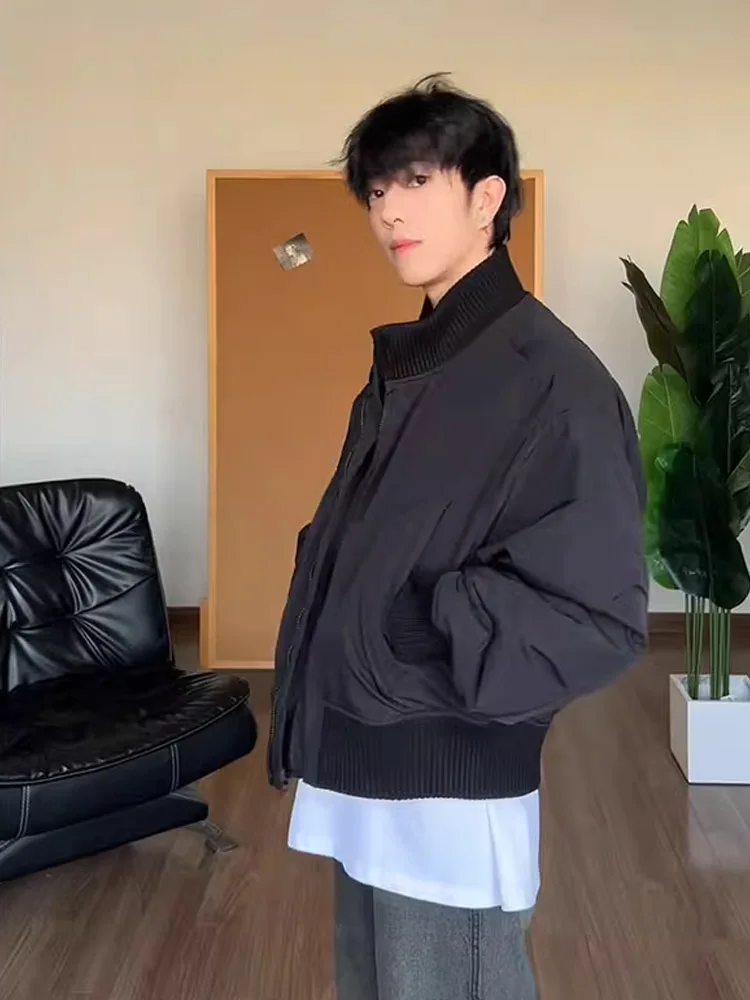 

Thiened Cotton Flight Jaet Men's ort Baseball Sle Winter Outerwear Bomber Jaet American Casual Sle Stand Collar