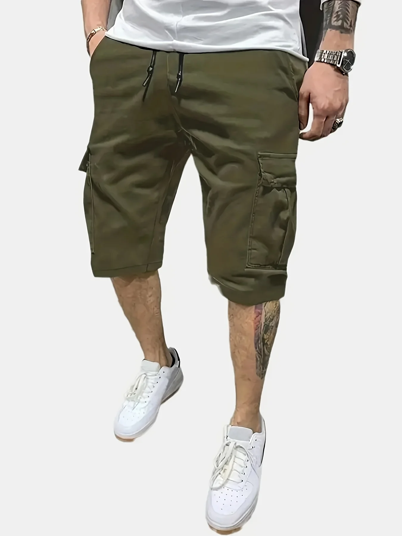 US Oversized  5XL Summer Solid Shorts Men Big Size Solid Elastic Waist Men Shorts Outwear Black Beach Chubby Cargo Shorts Boys