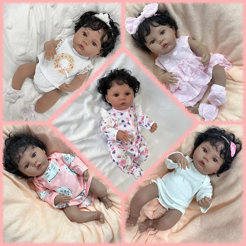 

Multiple Styles Choose Meadow Dark Skin 19inch Vinyl Body Reborn Doll Multiple Layers Painting Skin With Hand Root Curly Hair