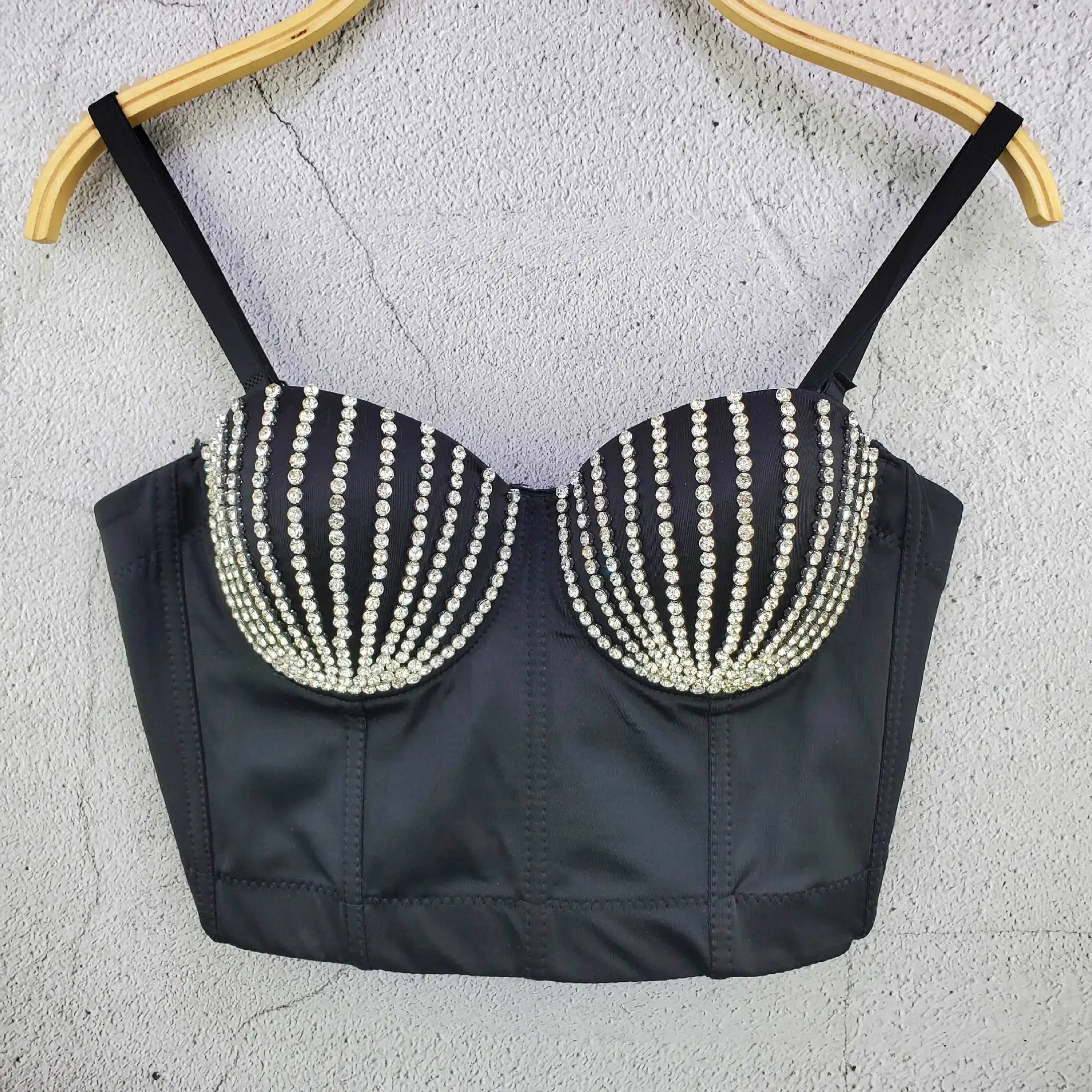 Quality Handmade Water Diamond Shell Pattern Small Tank With Hanging Strap Dancer Performance Light Luxury Temperament Slim Fit