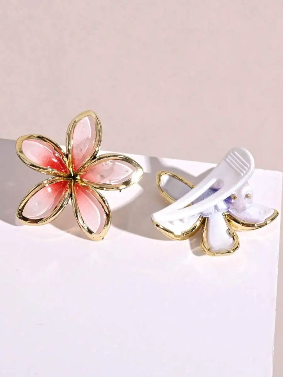 Pinzas de Pelo con Diseño Floral para Mujer, Pinzas Laterales Coloridas y Dulces de Aproximadamente 4 cm