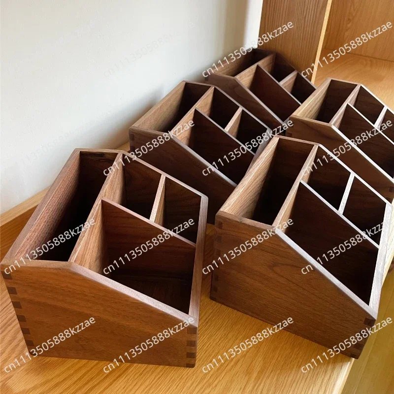 Multifunctional Office Storage Box High-End Solid Wood Desktop Organizer Cosmetic and Desk Accessories Box for Home