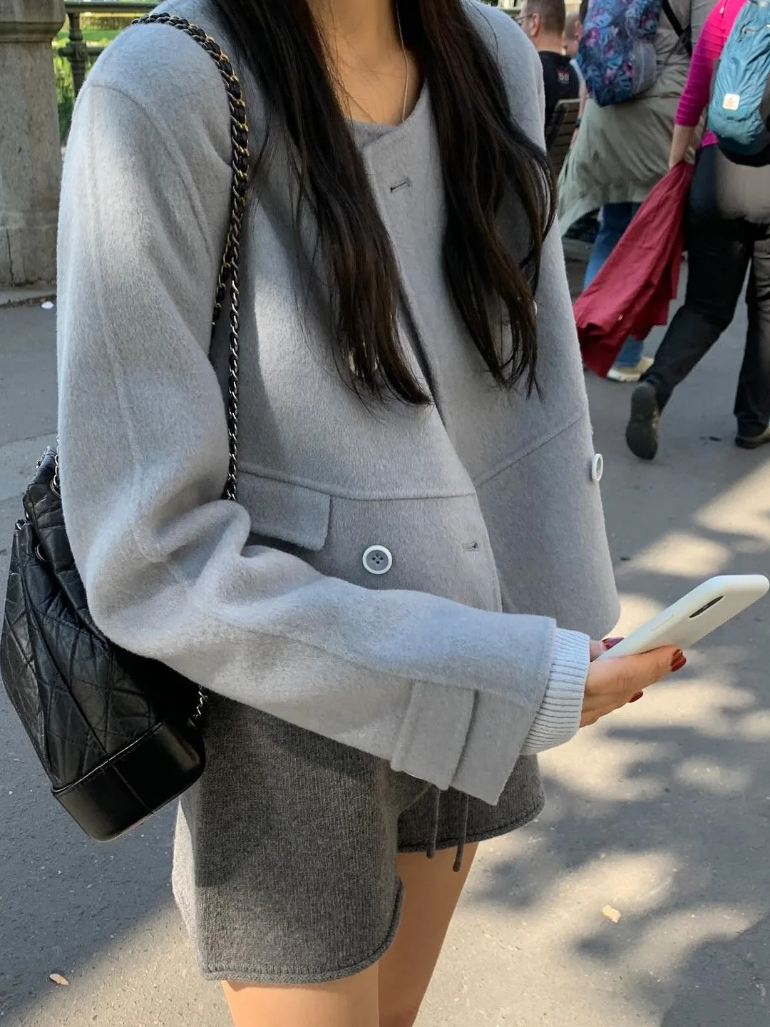 معطف ريترو إلي بسيط مستدير Ne بزر مزدوج من التويد للنساء مقاس صغير لتخفيض العمر ملابس خارجية من الصوف #5