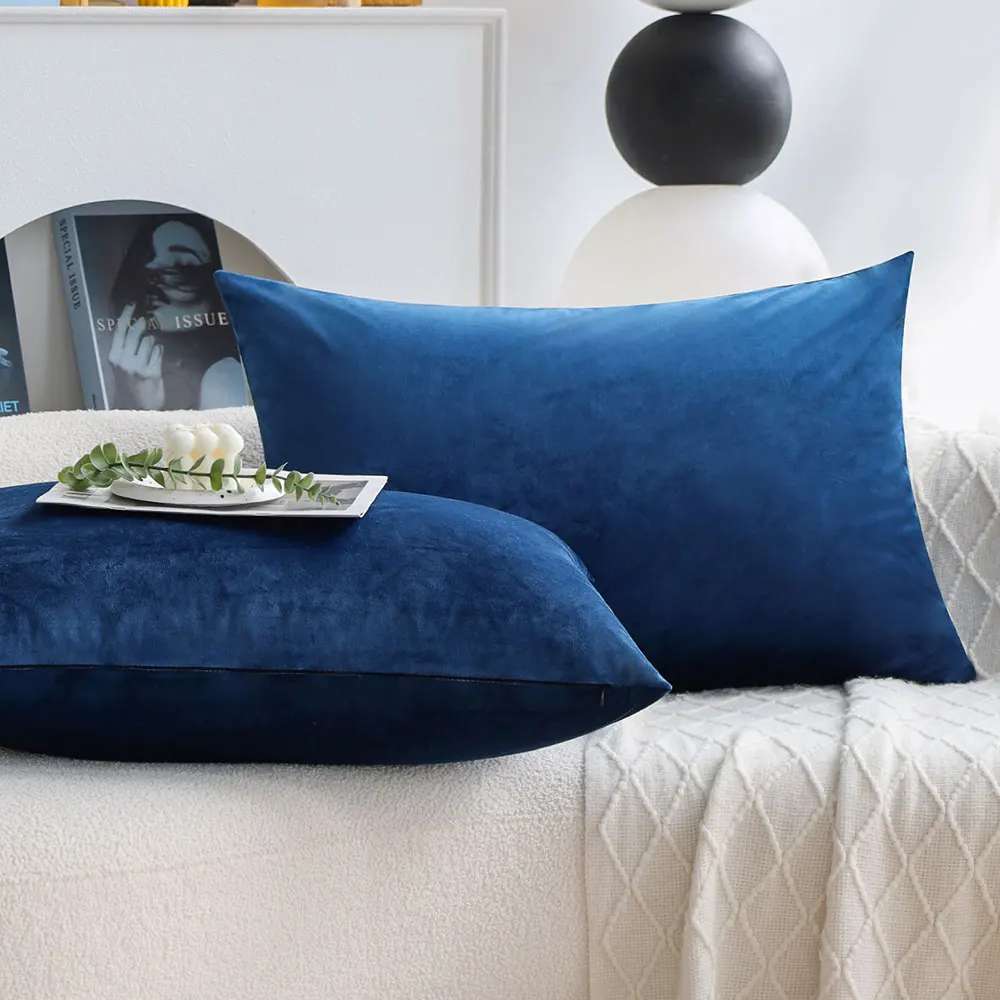 2er-Pack Samt-Kissenbezüge, 50 x 70 cm, luxuriöser weicher Kissenbezug für Sofa, Schlafzimmer, moderne Heimdekoration, Wohnzimmer-Kissenbezug