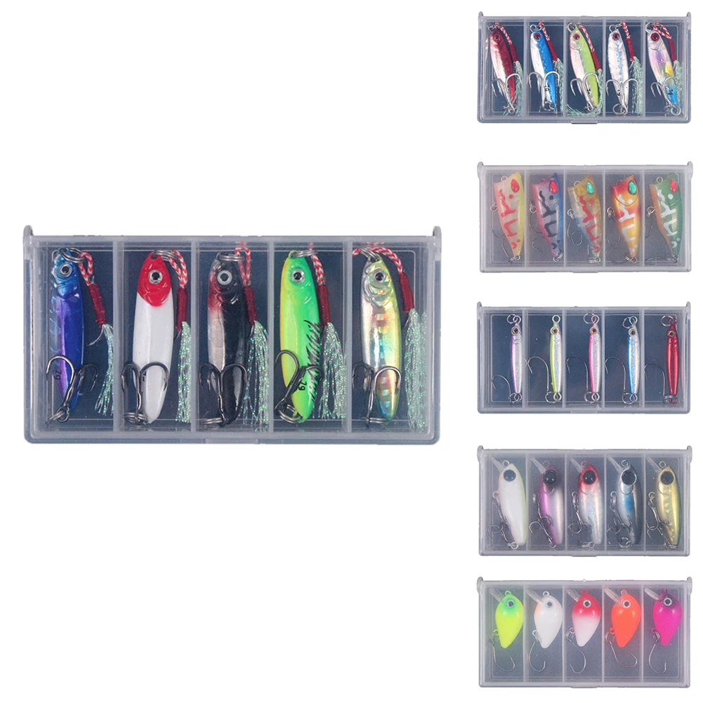 

5Pcs Lifelike Lure Bait Set Fishing Lures For Bass Trout Perch Swimbait Hard Bait With Box Package Freshwater Saltwater Fishing