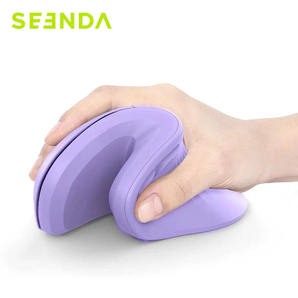 Seenda Bluetooth Wireless Mouse Jiggler Ergonomic Vertical 2.4g Mice for Computer Laptop Notebook PC Purple