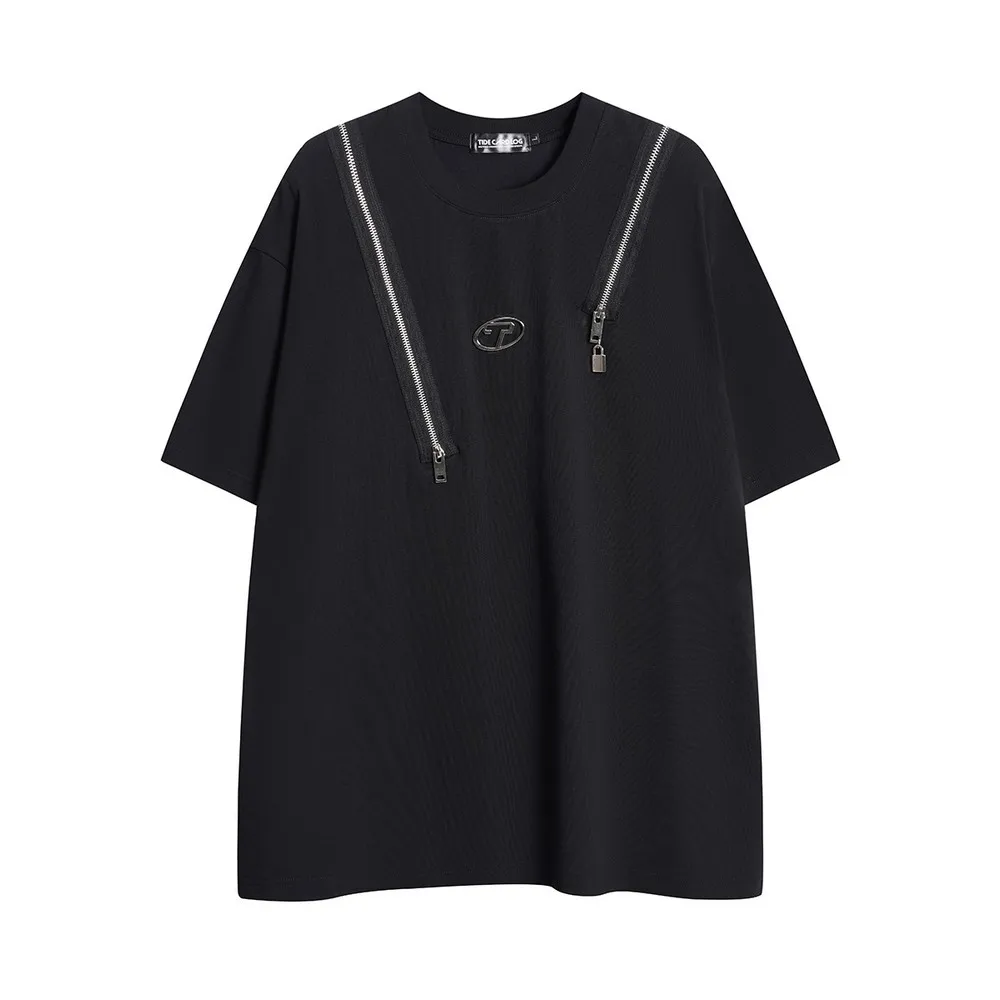 

Asymmetrical Zippers Metals Goth Women's Oversize T-shirt Aesthetic Grunge T Shirts Summer Tops Tee for Women Men Streetwear