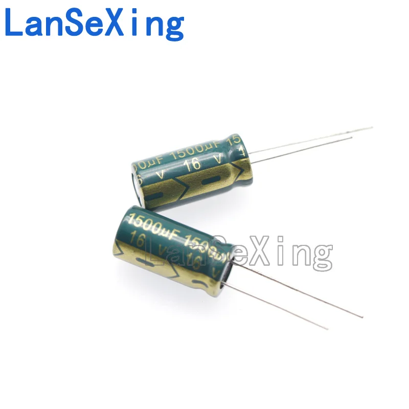 16v1500uf aluminum electrolytic capacitor with a volume of 10 * 20mm, directly inserted aluminum capacitor 1500uf16v