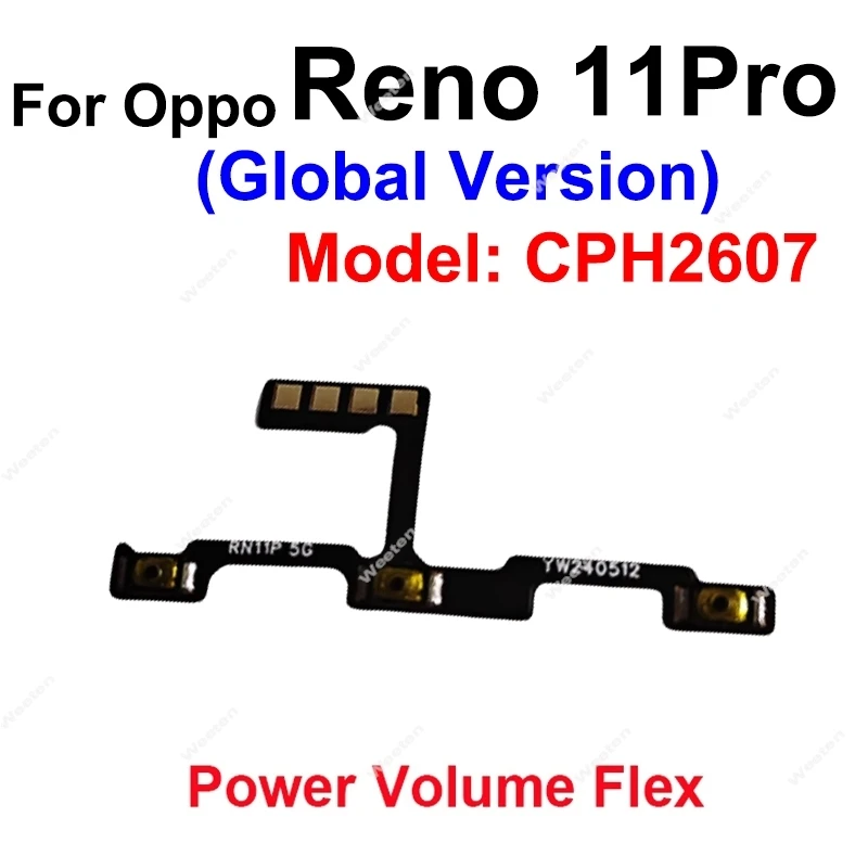 For OPPO Reno 11 11F 12F 12 Pro Plus 5G On OFF Power Volume Button Flex Cable Side Key Flex Ribbon Replacement