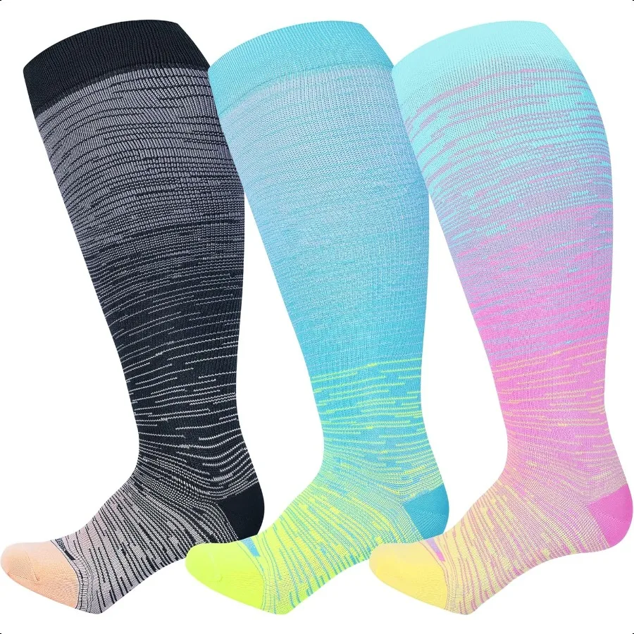 

Plus Size Comprion Socks for Women Men Wide Calf Extra Large 1520 mmHg Knee High Sock for Nurses Pregnant Travel