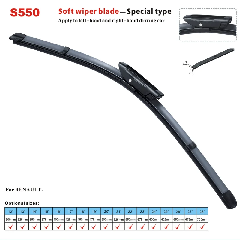 شفرات الممسحة الأمامية والخلفية للسيارة Renault MEGANE MK4 2016 2017 2018 2019 HQ فرشاة نافذة الزجاج الأمامي 24 "18" 9"