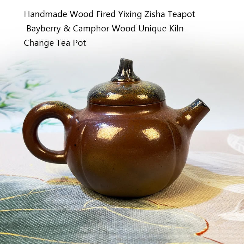 Handmade Purple Clay Teapot with Bayberry & Camphor Wood Kiln Natural Ash Glaze Yixing Zisha One of a Kind