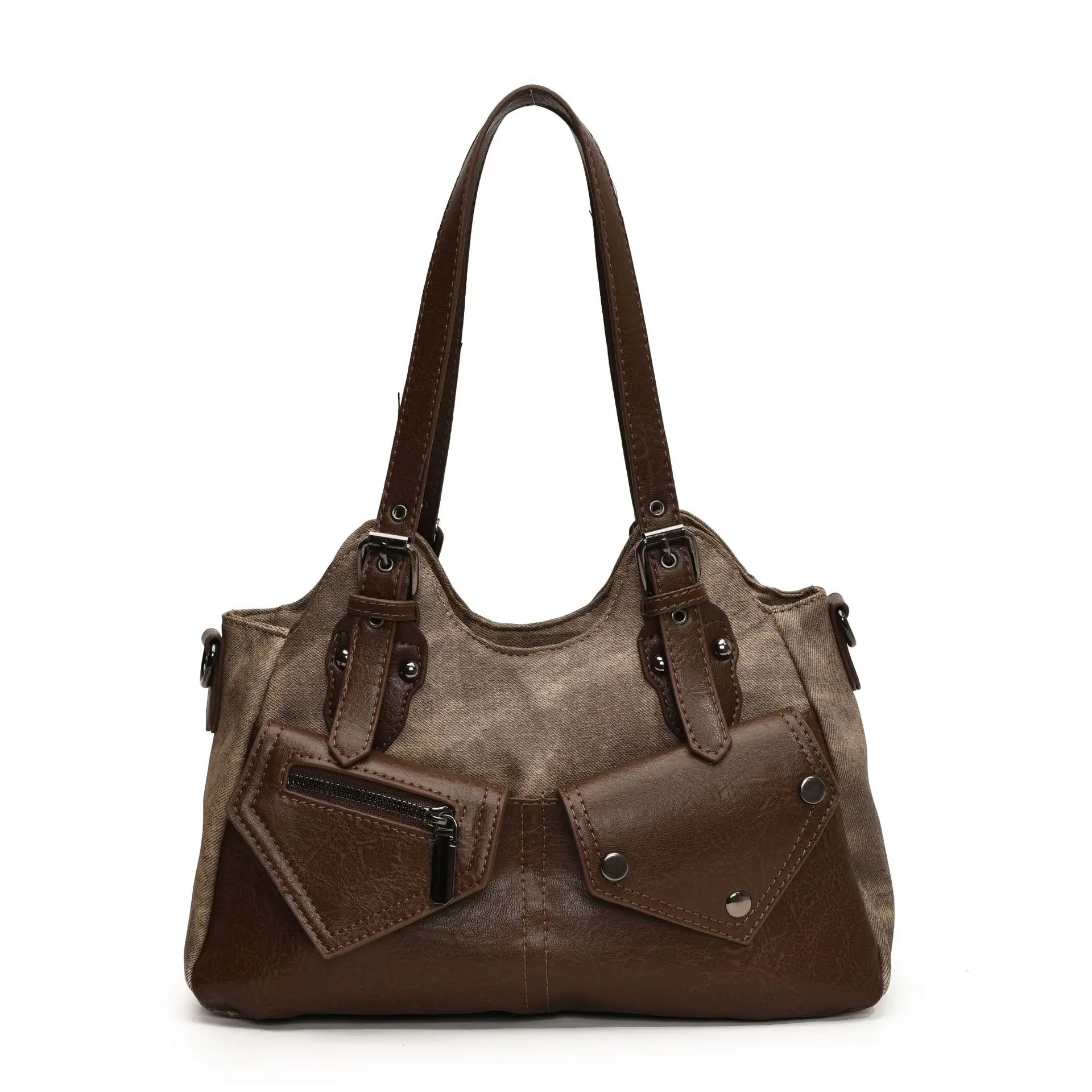 

Повседневная сумка через плечо из искусственной кожи, скрещенный цвет, многофункциональный ковбойский рюкзак, большая вместительная модная сумка, повседневные прогулочные сумки