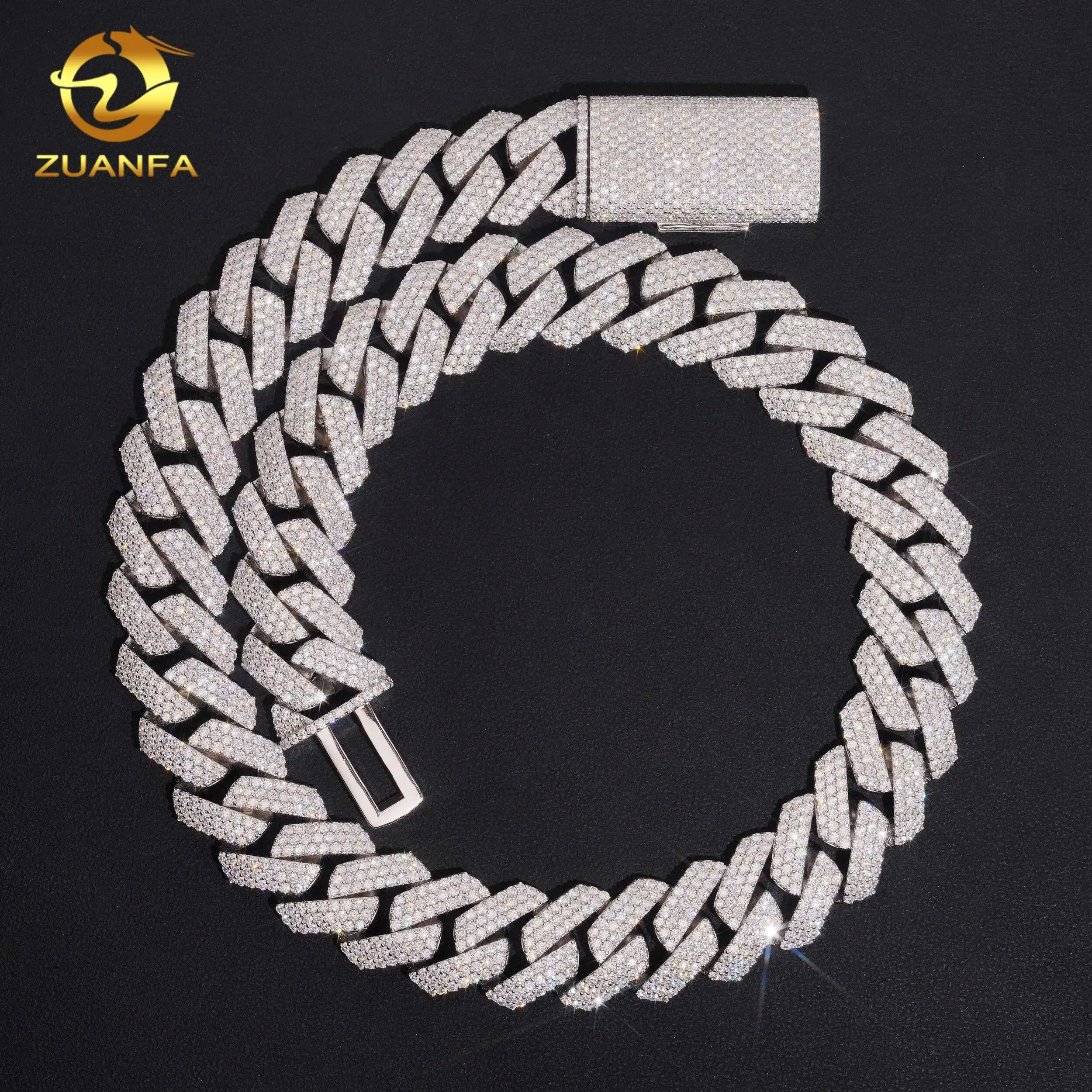 Cheaper Version 20mm Cuban Chain VVS Moissanite GRA Certified 925 Miami Cuban Link Chain Necklace，