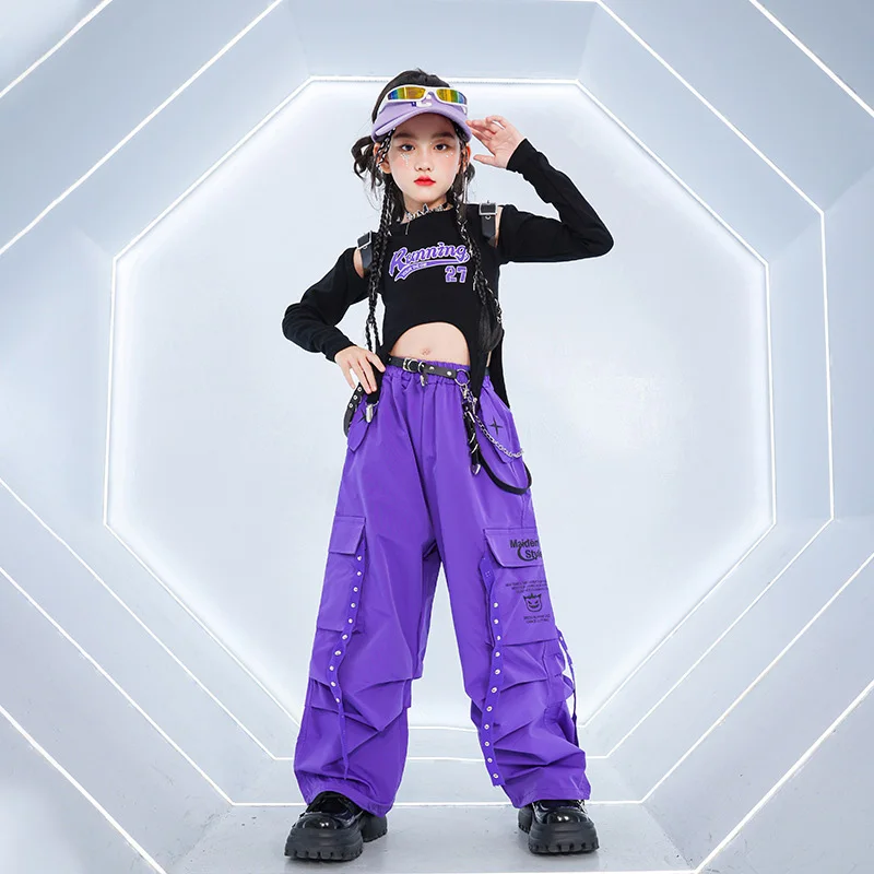 Hip Hop Kpop Anzüge Mädchen Jazz Kinder Street Dance Performance Hip-hop Kleidung Farbe Passenden Kühlen Breite Bein Hosen drop Verschiffen