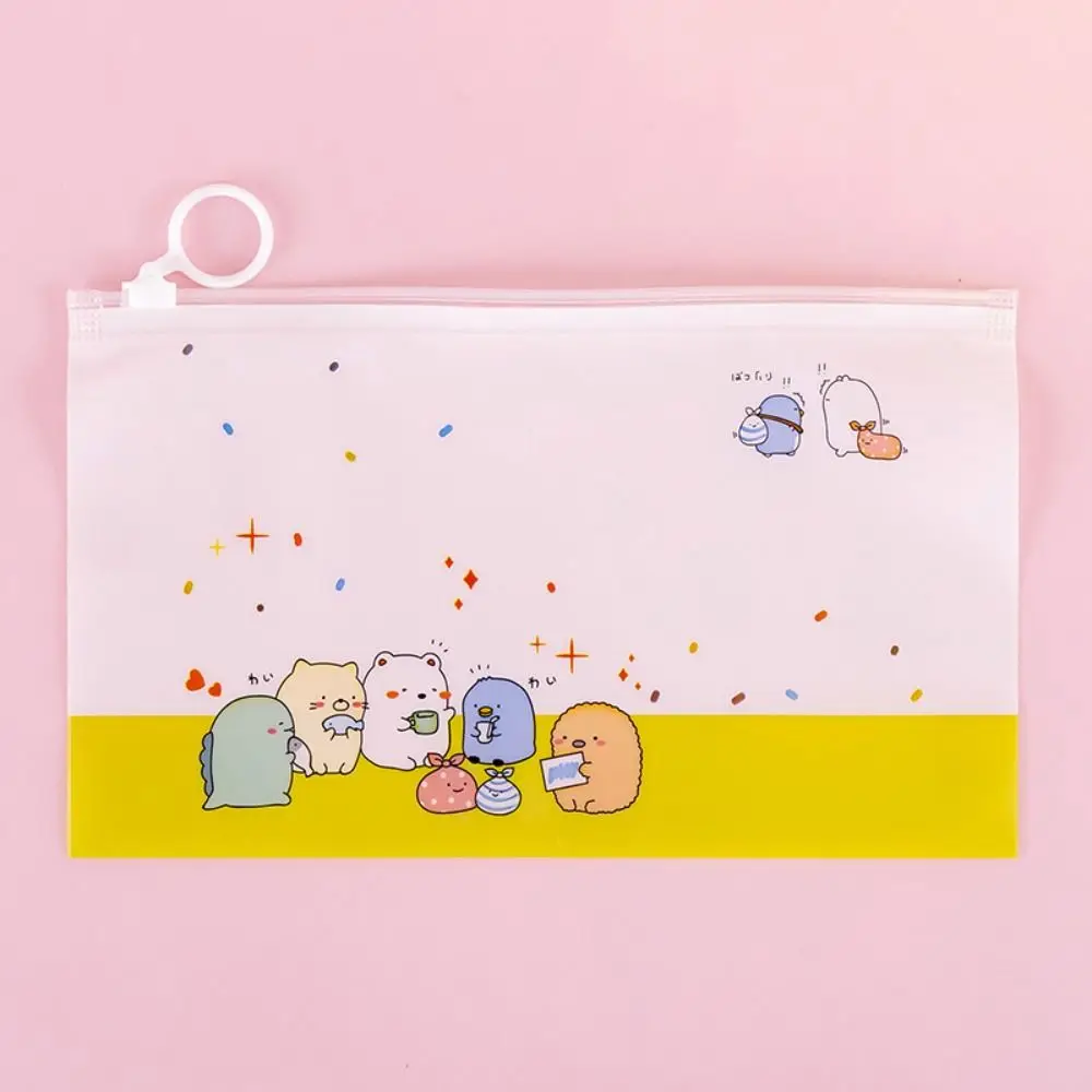 Stationery Storage Bag Large Capacity Pvc Zipper Pouch Zipper Type Waterproof Document Bag Cartoon Portable File Bag Student