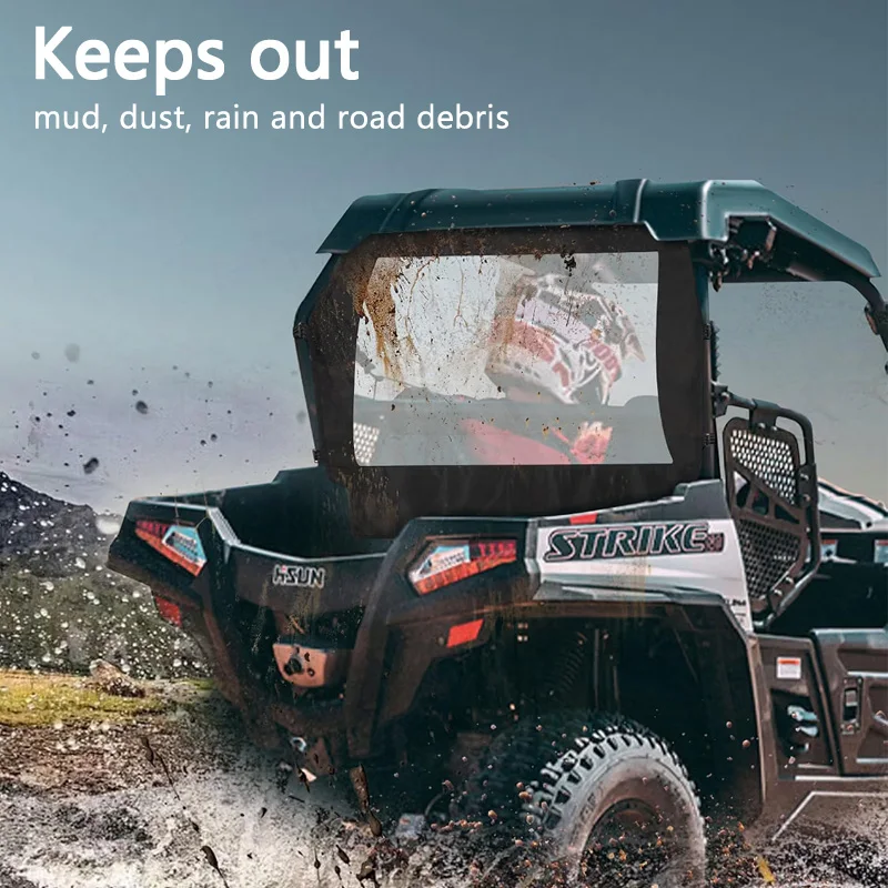 UTV Soft Rear Windshield Back Dust Panel Rear Window Weather Resistant For Hisun Bennche Massimo 250 Models UTV Accessories