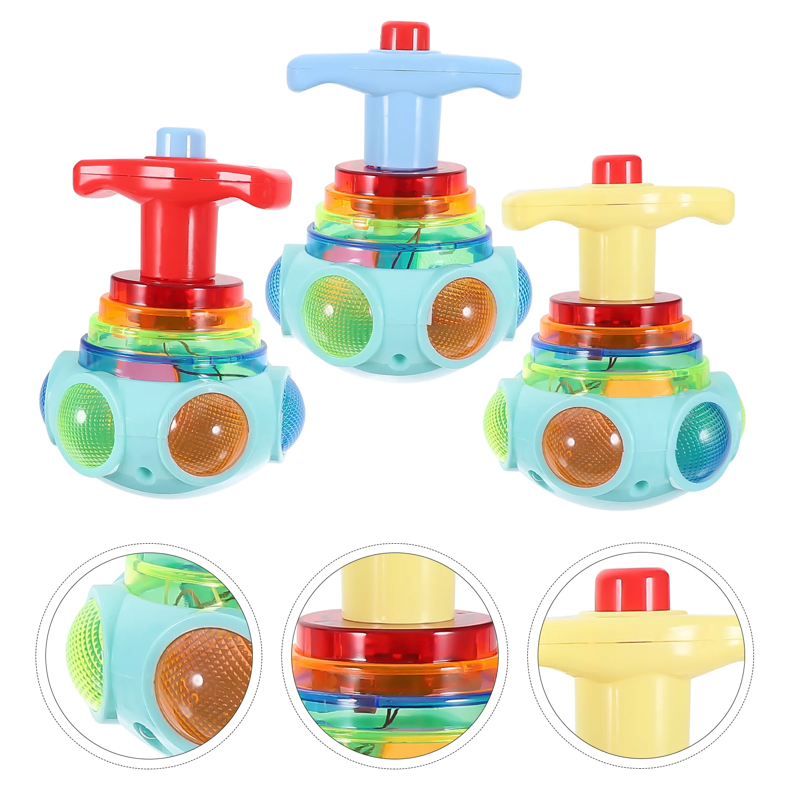 3 Pcs Safe and Natural Toy Burst Gyros Toys Electric Birthday Gift for Kids Flashing Wheel Music LED Tops