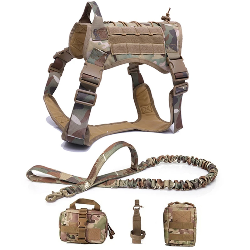 Taktische Militärweste für Haustiere, Outdoor-Trainingsweste, Hundegeschirr und Leine, Set mit Halsband für mittelgroße und große Hunde, Deutscher Schäferhund – Detail 34