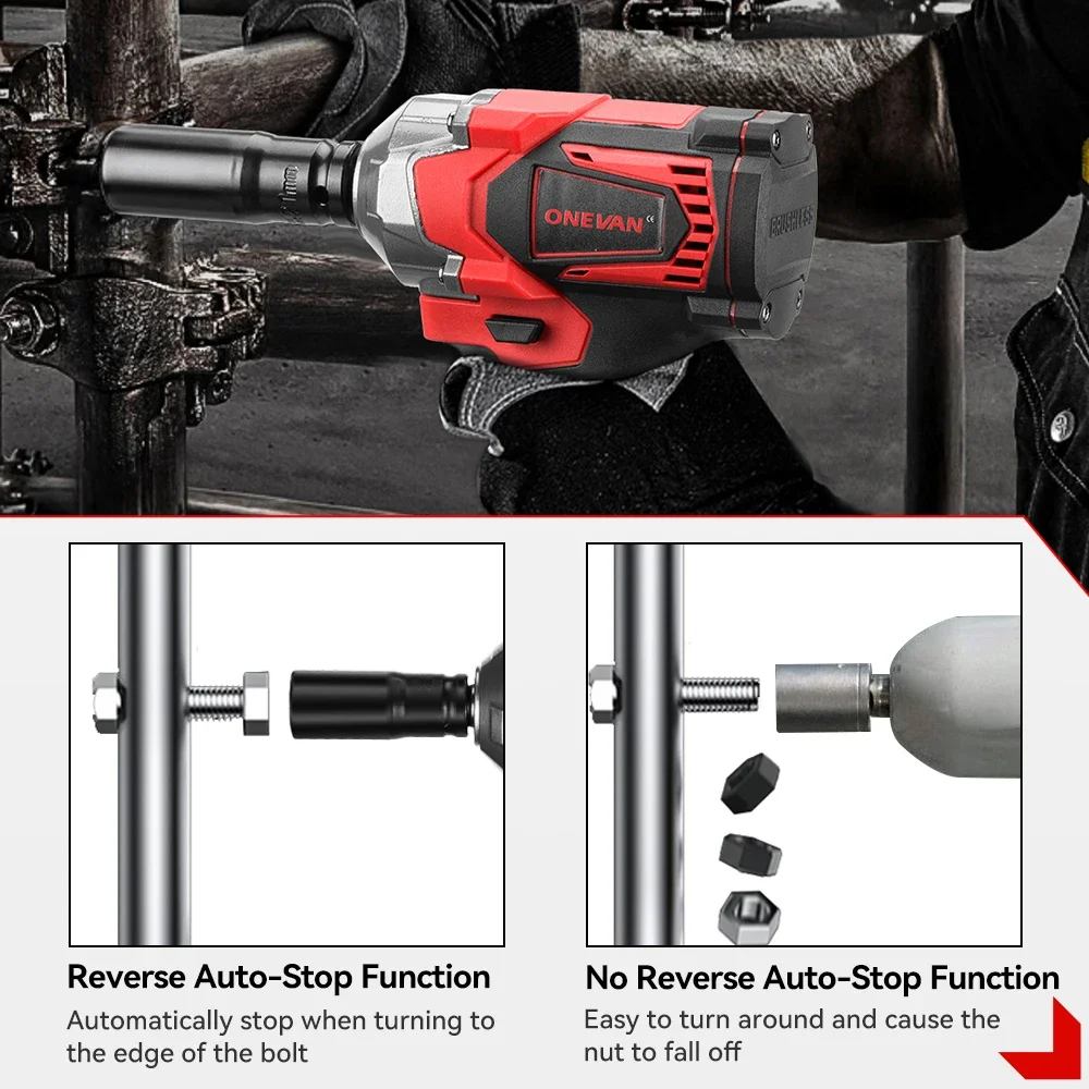 Llave de impacto eléctrica sin escobillas 1200N.M, llave eléctrica inalámbrica de 1/2 pulgadas, destornillador de enchufe, herramientas eléctricas