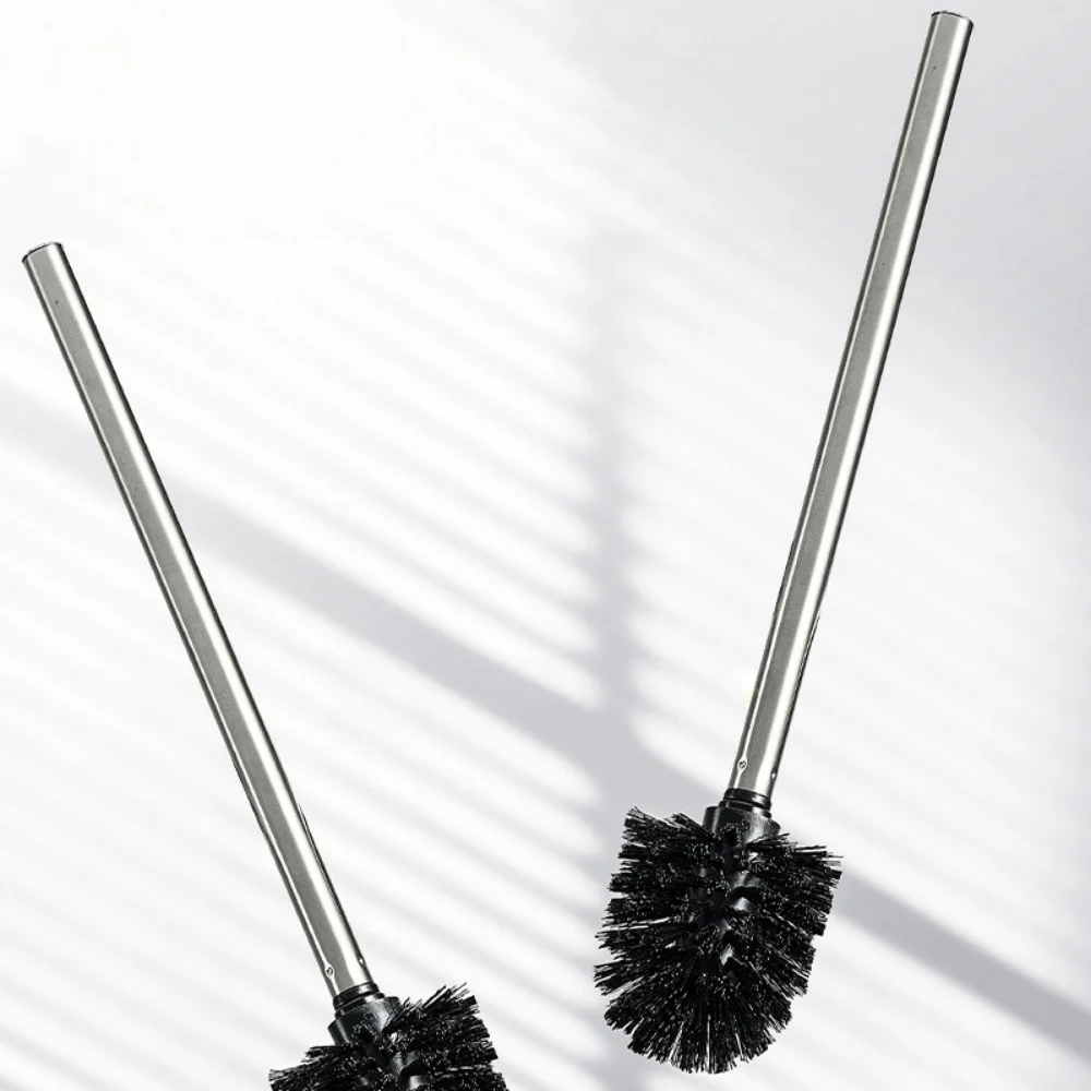 Stainless Steel Durable Long Handle Toilet Brush No Blind Spots Bathroom Toilet Brush Set Wall Mounted Rust-proof Cleaning Brush