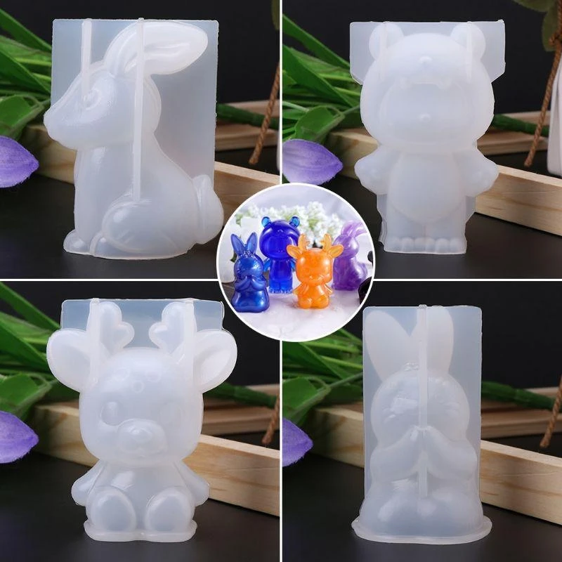 A52E Schmuck Anhänger Werkzeuge 3D Hirsch Kaninchen Epoxidharz Form DIY Handwerk Silikon Formen – Detail 1