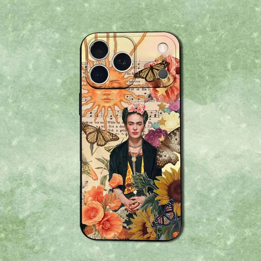 حافظة هاتف عصرية من Art F-Fridas K-Kahlo لهاتف iPhone 14,13,17,12,11,16,15,Plus,Pro Max,XS,X,XR,SE,Mini,Soft غطاء أسود من السيليكون #3