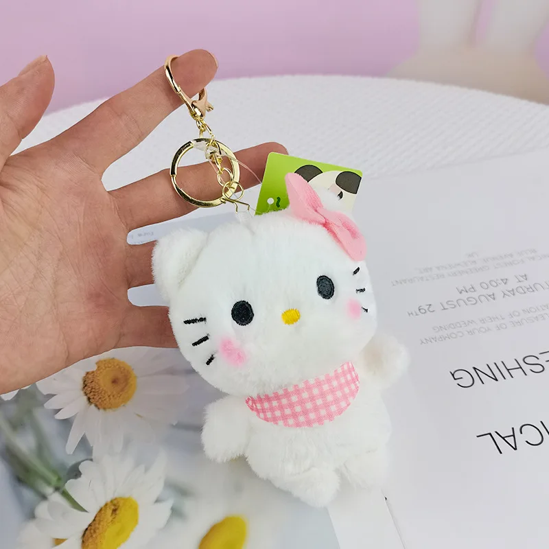 Lucu Seri Sanrio mainan mewah Cinnamoroll Melody Kuromi tas boneka Kawaii gantungan kunci liontin