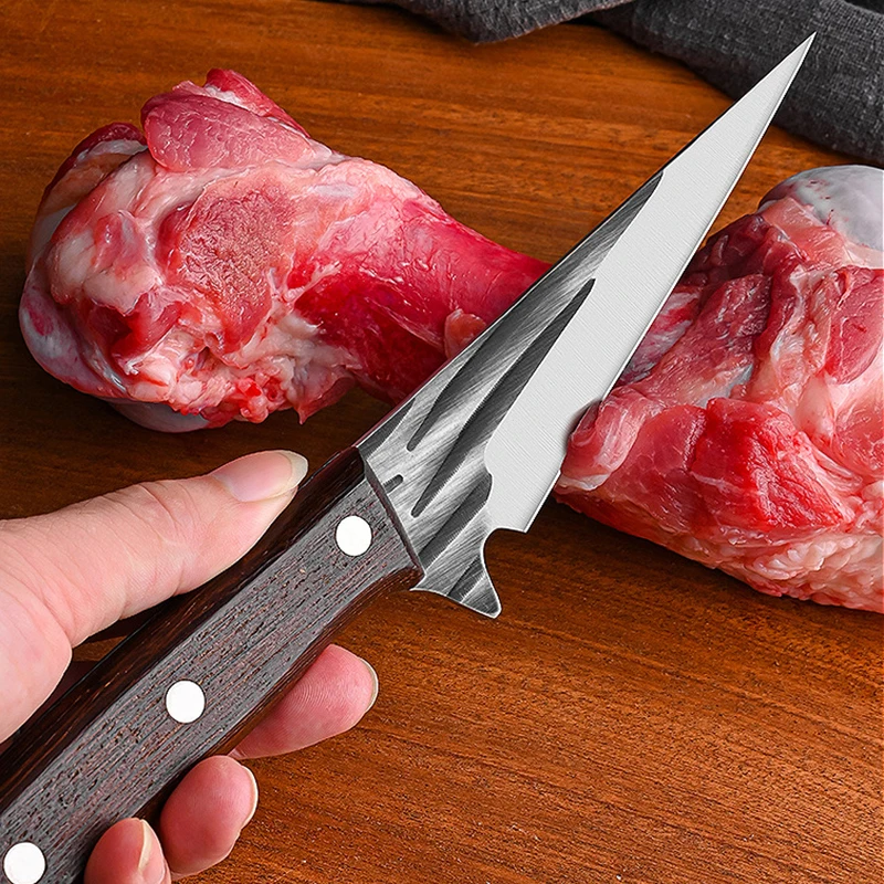 Boning Knife Kitchen Meat Cleaver Butcher Knife Forged Chef Slicing Peeling Cutter Fishing Utility Knife with Wood Handle