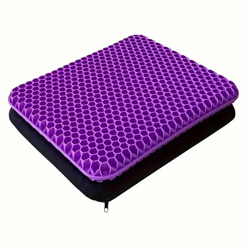 Breathable Gel Seat Cushion With Protective Cover - 100% Honeycomb Tpr Design, Non-Slip & Plush For Office Chair, Car Wheelchair