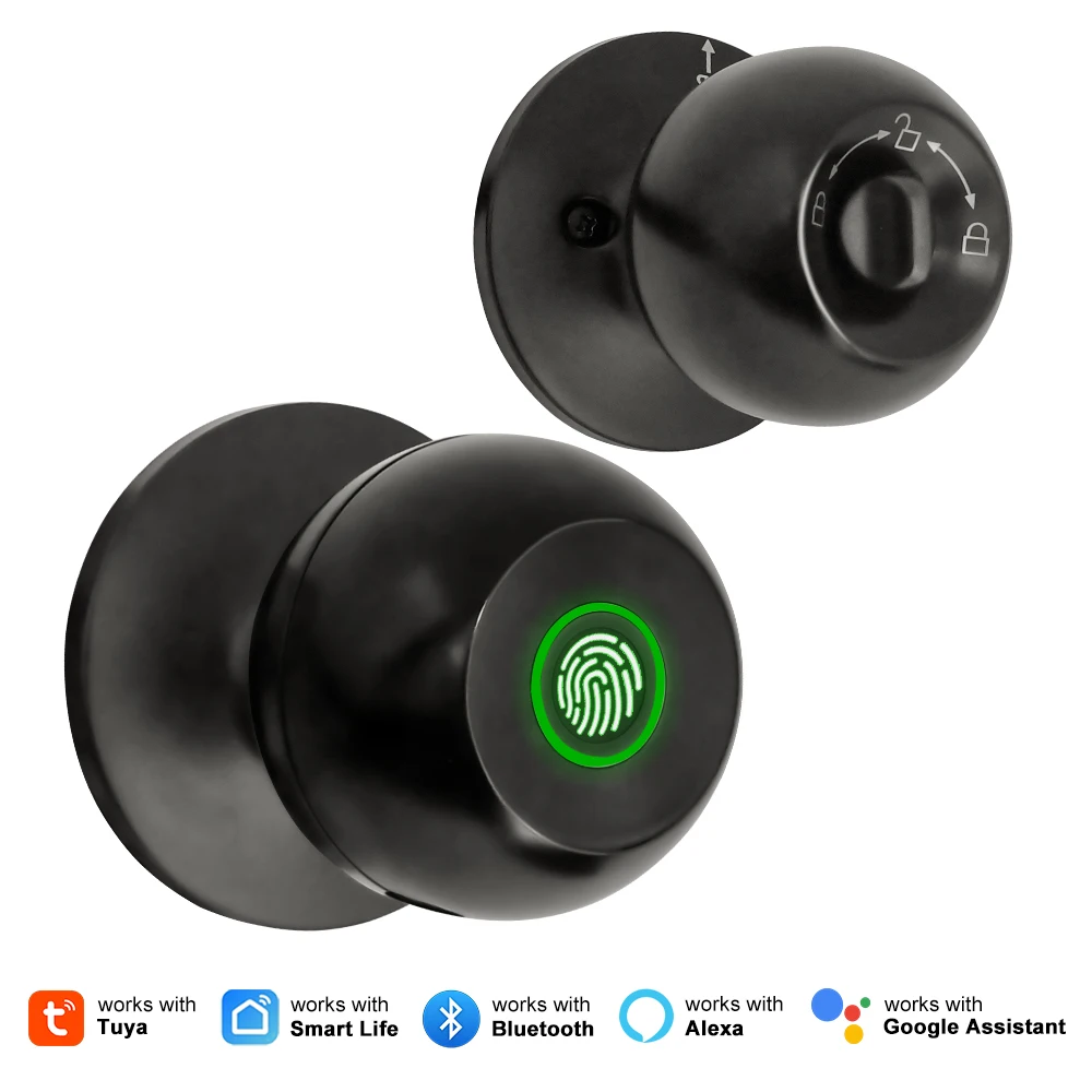 Control Fingerprint Spherical Lock Cylinder Smart Security Lock For Indoor Wooden Door Smart Home